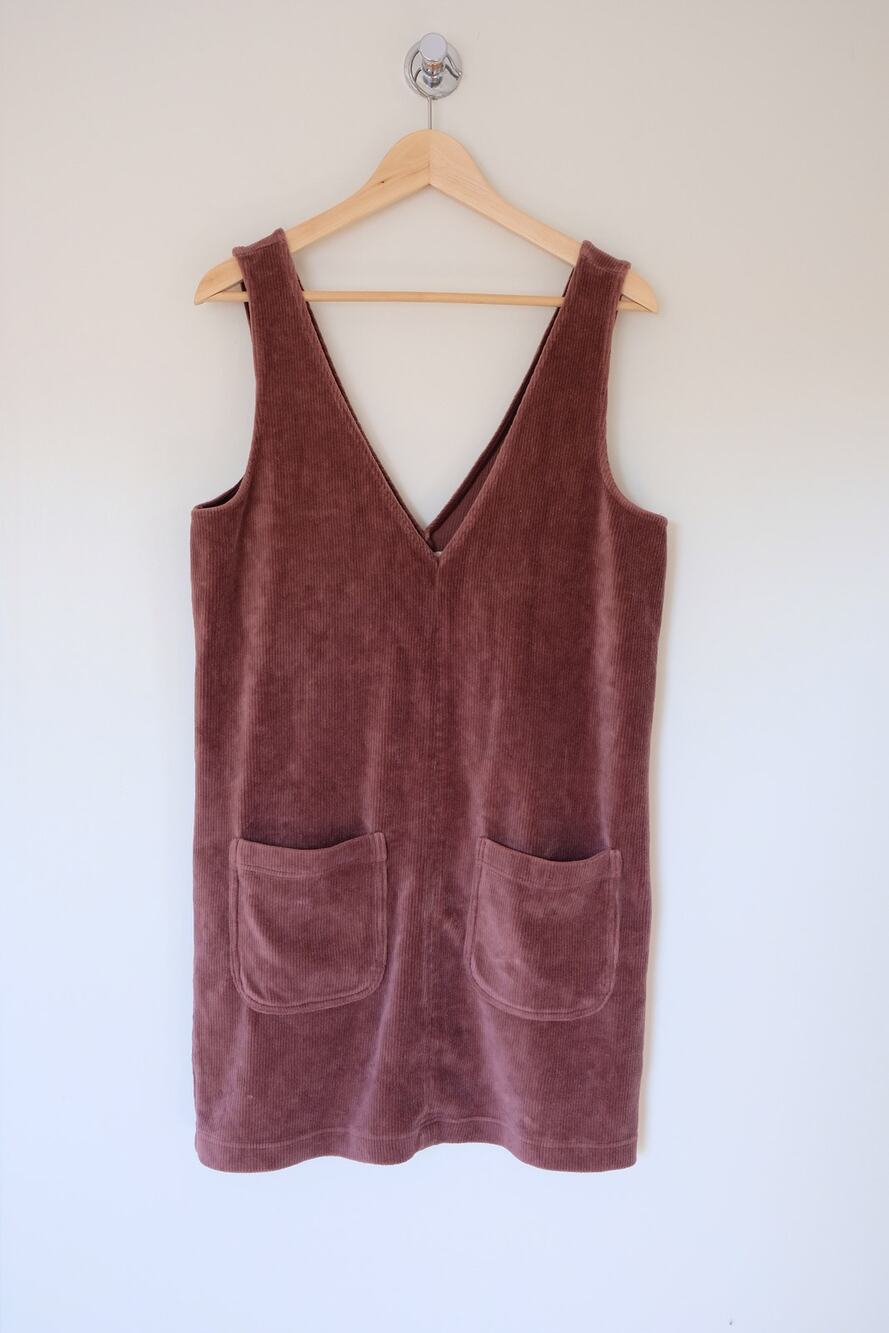 Marine Layer Re-Spun Corduroy Jumper Dress M Mauve Pinafore Cottagecore Prairie